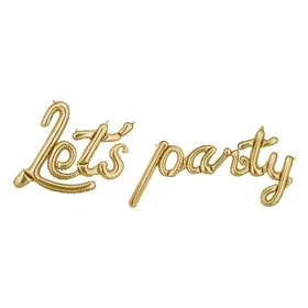   Fólia lufi - Let's party! Arany felirat, csak csak levegővel tölthető, 230x80cm