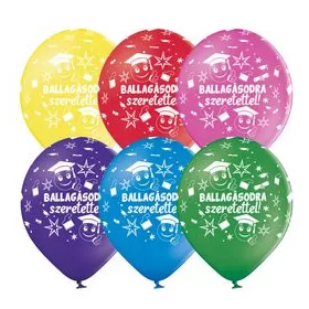   Ballagási latex lufi 11" 28cm Ballagásodra szeretettel!, 6db