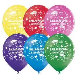 Ballagási latex lufi 11" 28cm Ballagásodra szeretettel!, 6db