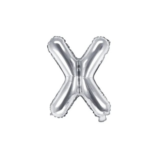 Betű lufi 16" 40cm ezüst fólia betű, X betű, levegővel tölthető