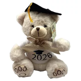 Plüss maci ballagásra, diplomaosztóra, 2026, 20cm, krém