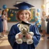 Plüss maci ballagásra, diplomaosztóra, 2026, 20cm, krém
