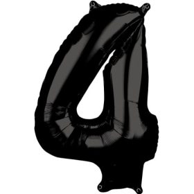   Számos lufi 34" 86cm óriás Fekete szám, számjegy 4-es