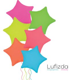   Héliumos luficsokor 6db neon lufi, csillag,  - INGYENES KISZÁLLÍTÁSSAL 