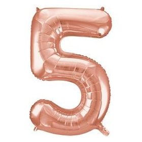   Számos lufi 34" 86cm óriás Rosegold szám, számjegy 5-ös