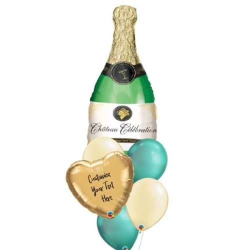 Héliumos luficsokor születésnapra, ballagásra, pezsgős üveg, egyedi lufival - INGYENES KISZÁLLÍTÁSSAL