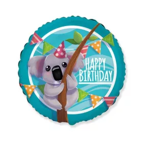 Szülinapi lufi 18" 45cm Happy Birthday, Koala