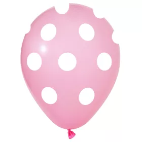 BALONEVI lufi, 12" 30cm, 8db/cs, Pöttyös, Rózsaszín