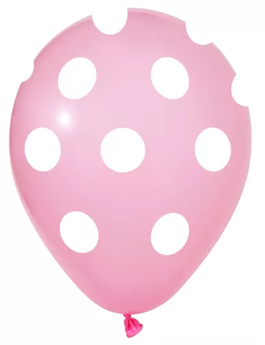 BALONEVI lufi, 12" 30cm, 8db/cs, Pöttyös, Rózsaszín
