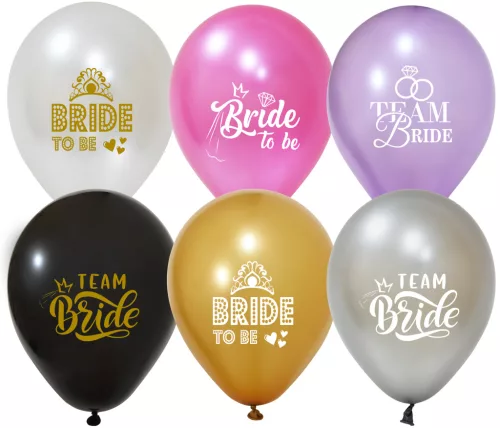 BALONEVI Latex lufi, 12" 30cm, 50db/cs, Bride To Be Metallic 