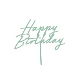 Tortabeszúró, tortadísz, Happy Birthday, pasztell zöld
