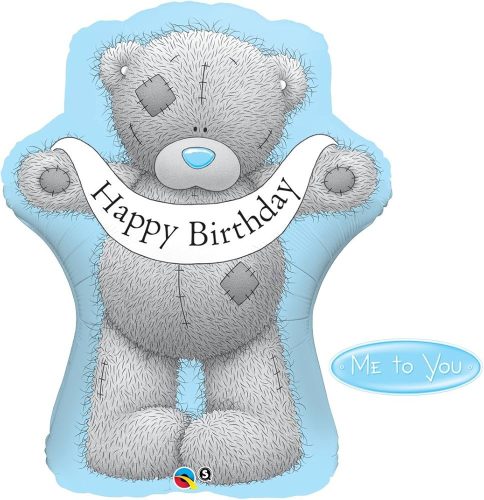 Szülinapi lufi 36" 91cm óriás fólia Happy Birthday, Maci