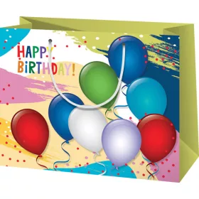 Dísztasak, nagy, fekvő, lufis, Happy Birthday 