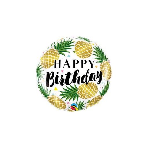 Szülinapi fólia lufi 18" 45cm Happy Birthday, ananas, ananász, 57277, héliummal töltve