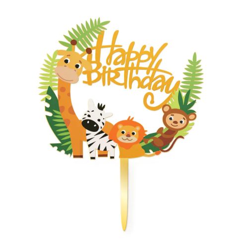 Tortabeszúró, tortadísz, Happy Birthday, állatok