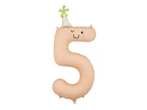 Számos lufi 34" 86cm óriás színes szám, számjegy 5-ös 