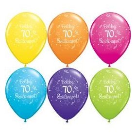   Szám, Számos latex lufi 11" 28cm 6db 70-es lufi Boldog 70. szülinapot!, q46503rp