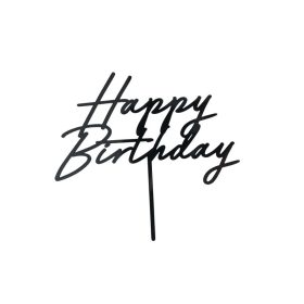 Tortabeszúró, tortadísz, Happy Birthday, fekete