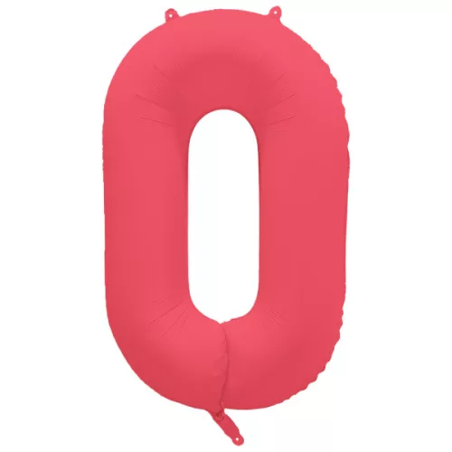 Számos lufi 34" 86cm óriás neon Piros (Rózsaszín) szám, számjegy 0, 
