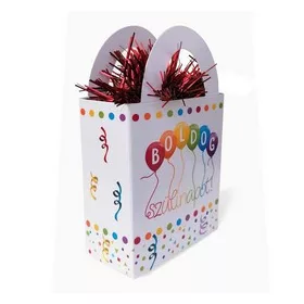   Léggömbsúly, nehezék 120g ajándéktasak forma, Streamers, Boldog Szülinapot, mlg26019