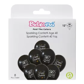 Lufi 12", 30cm 8db Happy Birthday 40-es