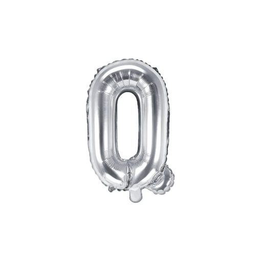 Betű lufi 16" 40cm ezüst fólia betű, Q betű, levegővel tölthető