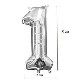  Számos lufi 14" (35cm) fólia szám, számjegy 1 levegővel tölthető, ezüst