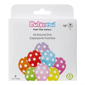 Lufi 12", 30cm 8db vegyes színek, Pöttyös