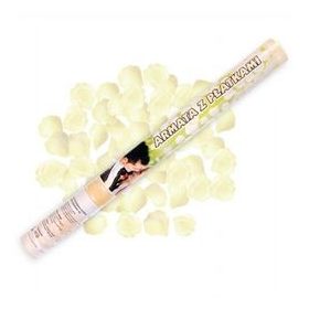 Konfetti ágyú, 60cm-es, krémszínű rózsákat kilövő