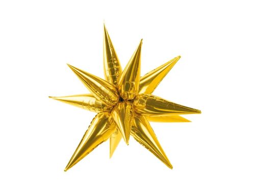 Egyszínű nagy csillag fólia lufi 3D 27,5" 70 cm arany csillag, levegővel tölthető
