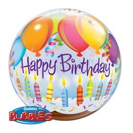 Szülinapi Bubbles lufi 22" 56cm Héliummal töltve Happy Birthday, 25719