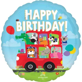 Szülinapi lufi 18" 45cm Happy Birthday Bus