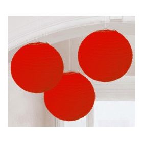 Lampion gömb 24cm 3db, piros színben a2405540