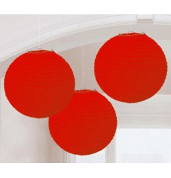 Lampion gömb 24cm 3db, piros színben a2405540