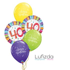   Héliumos luficsokor szülinapra, 40-es - INGYENES GLS szállítással