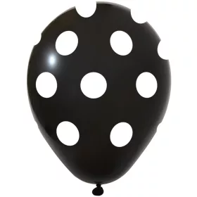 BALONEVI lufi, 12" 30cm, 50db/cs, Pöttyös, Fekete