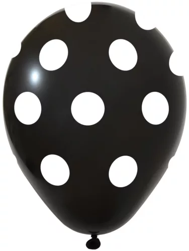 BALONEVI lufi, 12" 30cm, 50db/cs, Pöttyös, Fekete