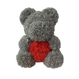 Virágmaci, Rózsamaci, 35cm, szürke, szívvel