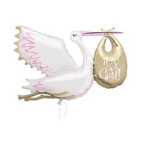 Óriás lufi 62" 157cm It's a Girl, gólya