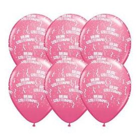   Szülinapi latex lufi 11" 28cm 6db Boldog születésnapot! Rózsaszín, q48008-7