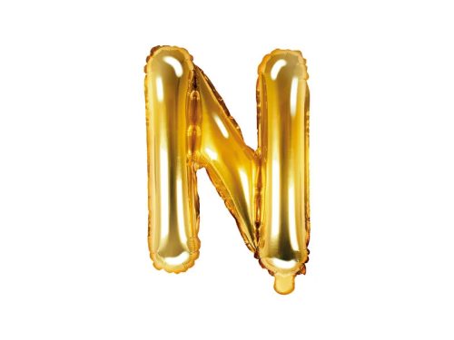 Betű lufi 14" 35cm arany fólia betű, N betű, levegővel tölthető