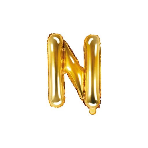 Betű lufi 16" 40cm arany fólia betű, N betű, levegővel tölthető