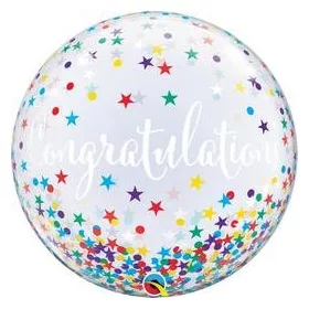 Ballagási Bubbles lufi 22" 56cm Congratulation