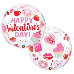 Valentin napi Bubbles lufi 22" 56cm Happy Valentine's Day  