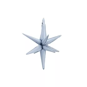   Egyszínű nagy csillag fólia lufi 3D 27,5" 70 cm ködkék csillag, csak levegővel tölthető