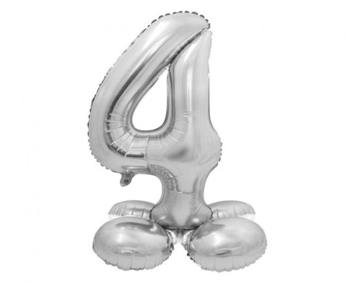 Talpas számos lufi 28" (72cm) fólia szám, számjegy, 4 levegővel tölthető, ezüst