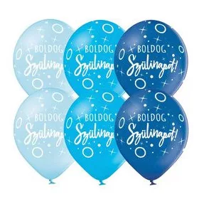   Szülinapi lufi 11" 28cm 6db Boldog születésnapot! kék