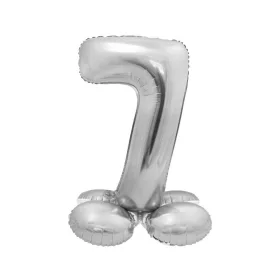   Talpas számos lufi 28" (72cm) fólia szám, számjegy, 7 csak levegővel tölthető, Ezüst