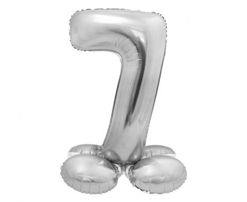 Talpas számos lufi 28" (72cm) fólia szám, számjegy, 7 levegővel tölthető, ezüst