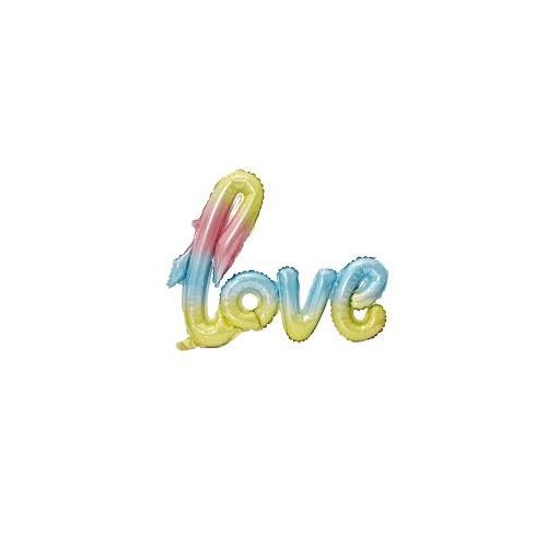 Fólia lufi 30" 75cm LOVE felirat - csak levegővel tölthető - Rainbow